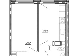 1-комнатная квартира на продажу, 35.63 м2, Кудрово, проспект Строителей, 16, ЖК Геометрия