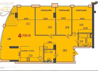 Продается 4-комнатная квартира, 122.4 м2, Ставрополь, Октябрьская улица, 194к1, микрорайон № 18