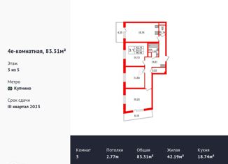 Продается трехкомнатная квартира, 82 м2, Санкт-Петербург, улица Струве, 14к1, ЖК Зелёный Квартал