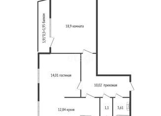 Продажа 2-комнатной квартиры, 60.35 м2, Краснодар, улица имени Ф.И. Шаляпина, 30/1к1