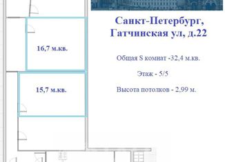 Продаю комнату, 106.3 м2, Санкт-Петербург, Гатчинская улица, 22, Гатчинская улица