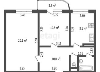 Продам 2-ком. квартиру, 52.3 м2, Санкт-Петербург, Планерная улица, 21к1, Планерная улица