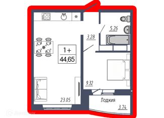 2-ком. квартира на продажу, 44.65 м2, деревня Патрушева, улица Александра Пушкина, 1