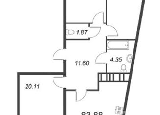3-комнатная квартира на продажу, 84.1 м2, Санкт-Петербург, набережная Миклухо-Маклая, 1к1, метро Приморская