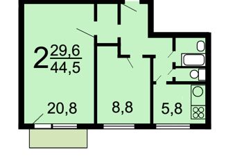 Продам двухкомнатную квартиру, 44.6 м2, Москва, улица Лазо, 16к2, улица Лазо
