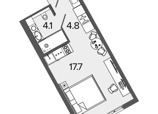 Продаю квартиру студию, 26.6 м2, Санкт-Петербург, Московский проспект, 103, метро Московские ворота