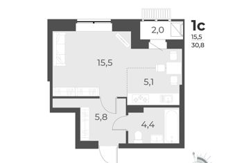 Продажа квартиры студии, 30.8 м2, Новосибирск, Калининский район, улица Декоративный Питомник, 16/4