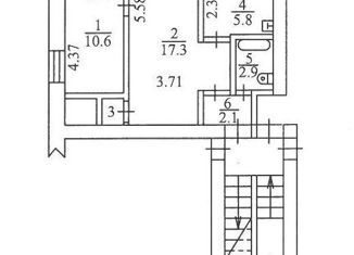 2-комнатная квартира на продажу, 39.1 м2, Обь, улица Военный Городок, 107