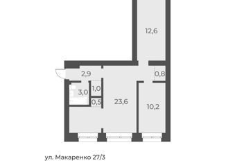 Продается 2-ком. квартира, 54.6 м2, Новосибирск, улица Макаренко, 27/3, Калининский район