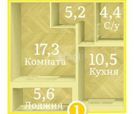 Продаю однокомнатную квартиру, 38 м2, село Подстёпки, Полевая улица, 44/2, ЖК Альбатрос