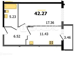 Продается однокомнатная квартира, 42.27 м2, Владимир, улица Мира, 4, ЖК Парк Университет