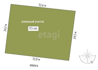 Продажа земельного участка, 9.5 сот., село Горьковка, Сибирская улица