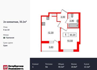 Продается 1-ком. квартира, 30.2 м2, Санкт-Петербург, Манчестерская улица, 3, Выборгский район