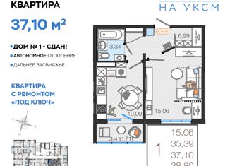 Продам 1-комнатную квартиру, 37.1 м2, Ульяновская область, улица Хваткова, 2Вк1