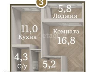 Продажа однокомнатной квартиры, 40.2 м2, село Подстёпки, Полевая улица, 44/2, ЖК Альбатрос