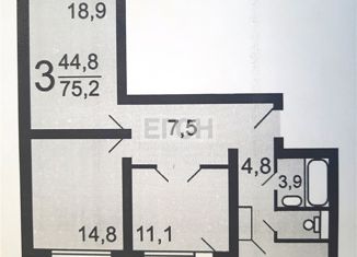 Трехкомнатная квартира на продажу, 75.9 м2, Москва, Новомарьинская улица, 36к2, метро Братиславская