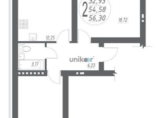 Продаю 2-ком. квартиру, 56.3 м2, деревня Ветошниково, улица Ивана Спатара, 6