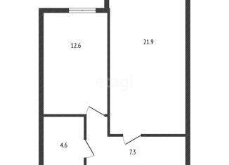 1-комнатная квартира на продажу, 46.7 м2, Краснодар, Криничная улица, 128к1, Криничная улица