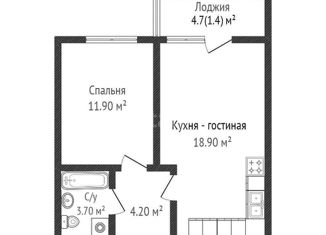 Продажа однокомнатной квартиры, 39.9 м2, Краснодар, ЖК Отражение, Конгрессная улица, 41к1