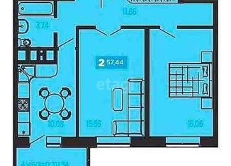 Продается 2-комнатная квартира, 57.8 м2, Краснодар, Уральская улица, 71, ЖК Галактика