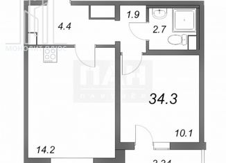 Продам 1-ком. квартиру, 34.3 м2, Санкт-Петербург, улица Дыбенко, 7к1, ЖК Цивилизация