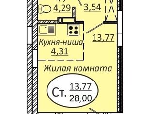 Продаю квартиру студию, 27.84 м2, Новосибирск, метро Площадь Ленина, Красный проспект