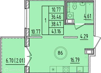 Продается 1-комнатная квартира, 36.46 м2, Санкт-Петербург, Образцовая улица, 6к1