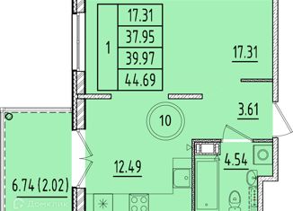 Продается 1-ком. квартира, 37.95 м2, посёлок Шушары, Образцовая улица, 6к3