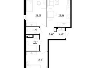 Продается 2-комнатная квартира, 56.6 м2, городской посёлок Фёдоровское, Счастливая улица, 4