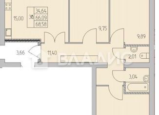 Продам 3-ком. квартиру, 68.58 м2, Октябрьский, Московский проспект, 20
