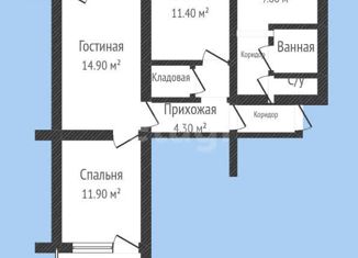 Продам трехкомнатную квартиру, 61.2 м2, Краснодар, улица Гидростроителей, 39, микрорайон Гидрострой