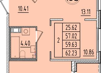 Продам 2-ком. квартиру, 57.02 м2, Санкт-Петербург, Образцовая улица, 6к2