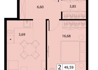 2-ком. квартира на продажу, 49.59 м2, Москва, Большой Волоколамский проезд, вл23, станция Стрешнево