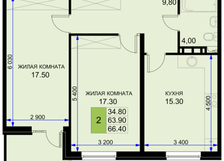 Продам 2-комнатную квартиру, 66.4 м2, Краснодарский край, Дозорная улица, 3