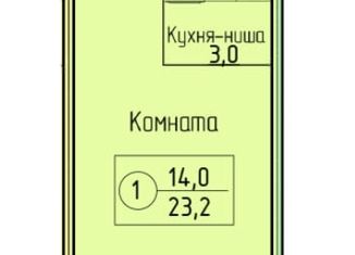 1-комнатная квартира на продажу, 23.2 м2, Киров, улица Потребкооперации, 46, Ленинский район