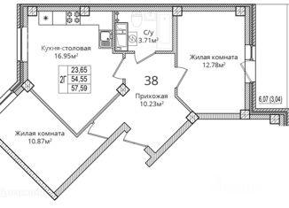 Продажа двухкомнатной квартиры, 57.6 м2, Псковская область, Завеличенская улица, 26