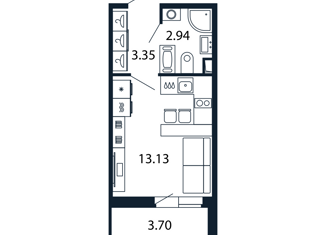 Квартира на продажу студия, 20.95 м2, Санкт-Петербург, Арцеуловская аллея, 9, метро Комендантский проспект