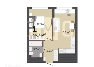 Продается 1-комнатная квартира, 34.9 м2, Екатеринбург, ЖК Ньютон Парк, улица Краснолесья, 10/5