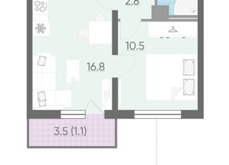 Продается однокомнатная квартира, 34.2 м2, Санкт-Петербург, набережная реки Каменки, 19к4, ЖК Заповедный парк