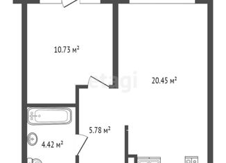 Продам однокомнатную квартиру, 41.4 м2, Тюмень, улица Василия Малкова, 12, Калининский округ