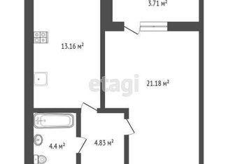 Продам 1-ком. квартиру, 45.46 м2, Тюмень, улица Тимофея Кармацкого, 9, ЖК Ария