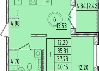 Продам 1-комнатную квартиру, 35.31 м2, посёлок Шушары, Образцовая улица, 6к1, ЖК Образцовый Квартал 8