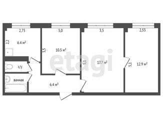 Продаю трехкомнатную квартиру, 57.3 м2, Красноярский край, улица Железнодорожников, 22А