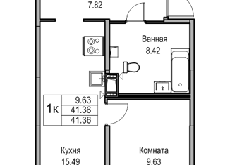 Продается 1-ком. квартира, 40.9 м2, Санкт-Петербург, Ивинская улица, 19к1