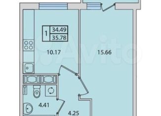 1-ком. квартира на продажу, 34.5 м2, Ленинградская область, бульвар Десантника Вадима Чугунова, 3