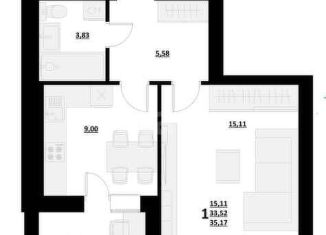 1-комнатная квартира на продажу, 35 м2, село Стрелецкое, Изумрудная улица, 40