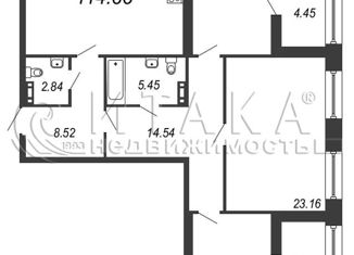 Продается 3-комнатная квартира, 114.8 м2, Санкт-Петербург, Малая Бухарестская улица, 12, Малая Бухарестская улица