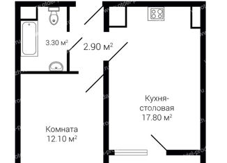 1-комнатная квартира на продажу, 37.9 м2, село Александровка, Первоцветная улица, 1