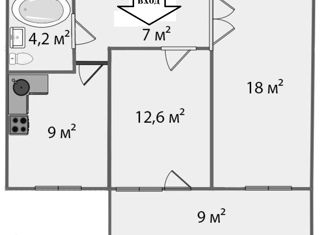 2-ком. квартира на продажу, 50.5 м2, Екатеринбург, Таганская улица, 97, ЖК Калиновский
