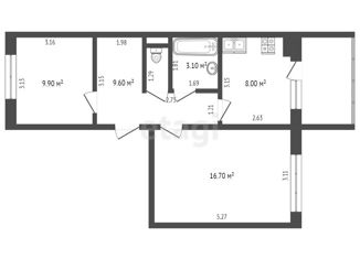 Продам 2-комнатную квартиру, 61.3 м2, Нягань, 2-й микрорайон, 15